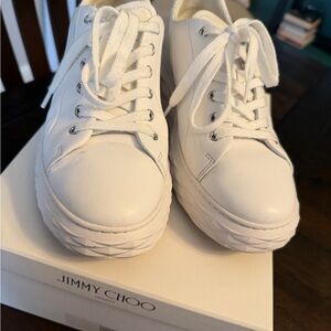 Jimmy Choo Diamond Light White Sneakers Sz 40.5